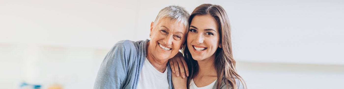 Elderly woman with a younger woman